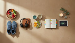 Arranjo de itens de bem-estar e saúde