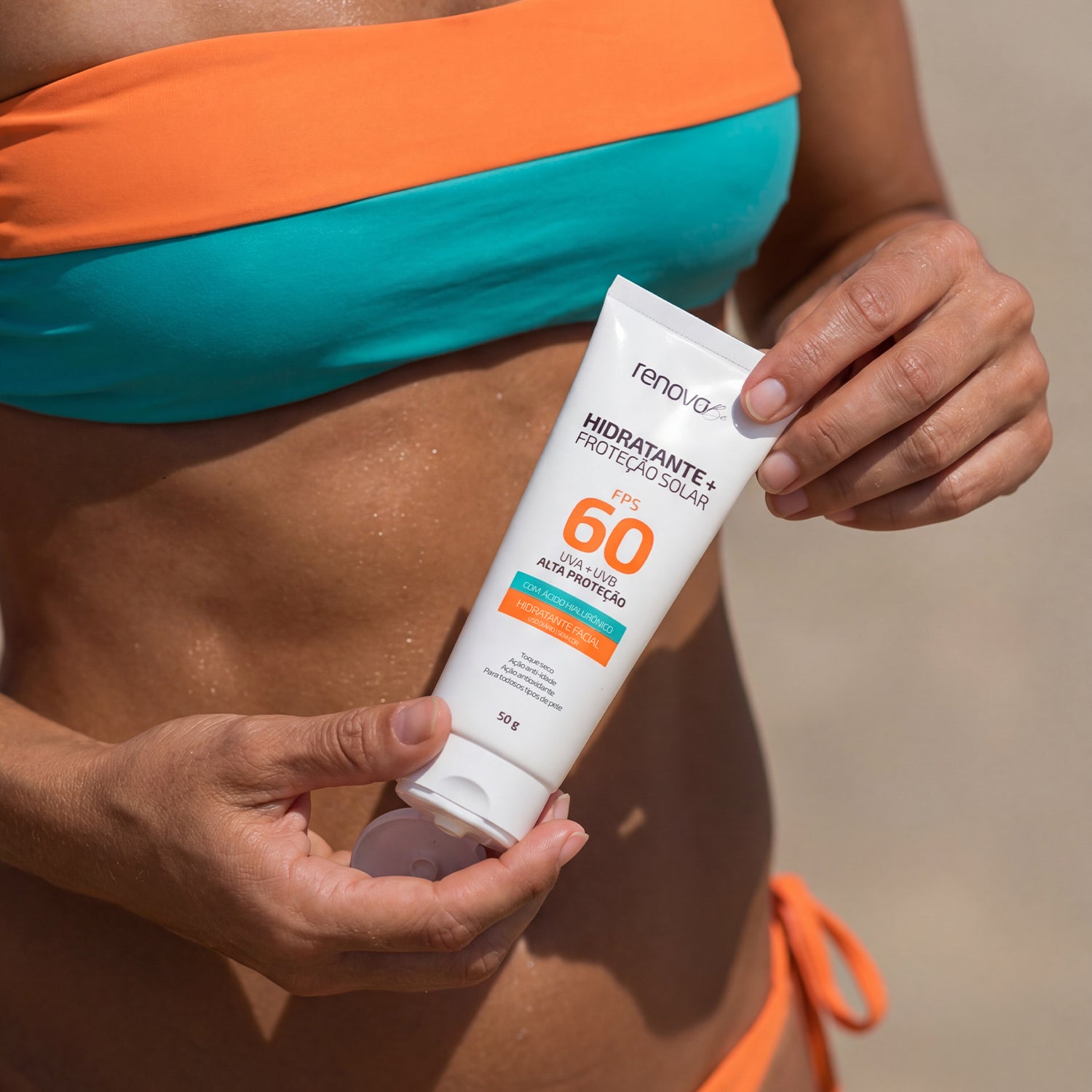 Hidratante Facial + Proteção Solar FPS 60 UVA/UVB Com Ácido Hialurônico