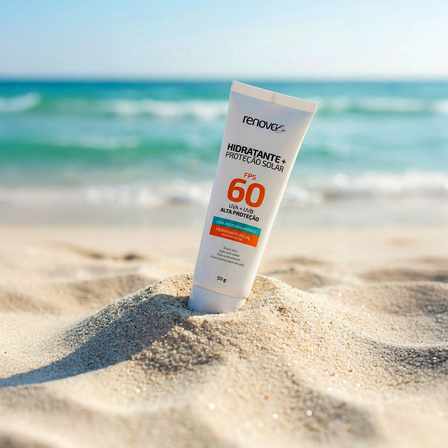 Hidratante Facial + Proteção Solar FPS 60 UVA/UVB Com Ácido Hialurônico